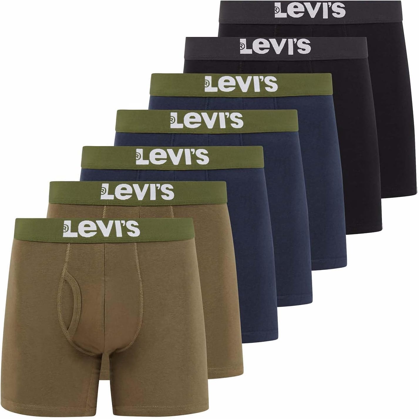 

Мужское нижнее белье Levi's, 7 пар трусов-боксеров для мужчин, хлопок, стрейч, Black, Navy, Olive