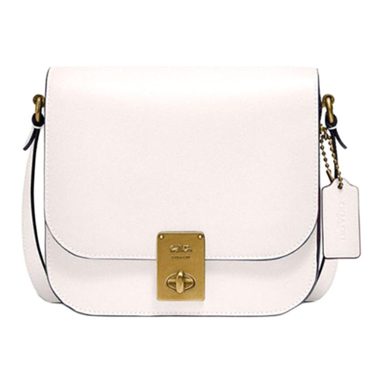 

COACH Кожаная седельная сумка Хаттон Сумка Тофу Кроссбоди Женская плечевая сумка розово-белая