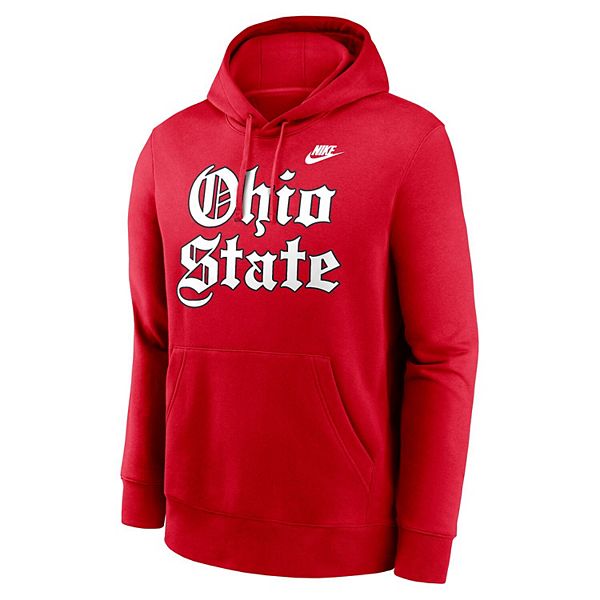 Мужской алый свитшот Ohio State Buckeyes Old English с капюшоном Nike — фото 3
