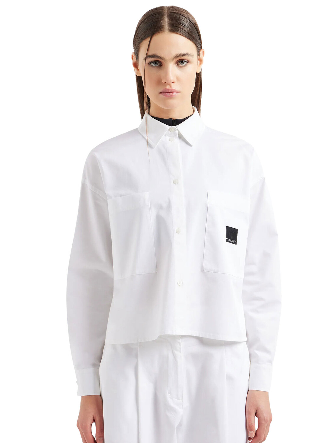 

Рубашка armani camicia boxy in cotone Exchange, белый