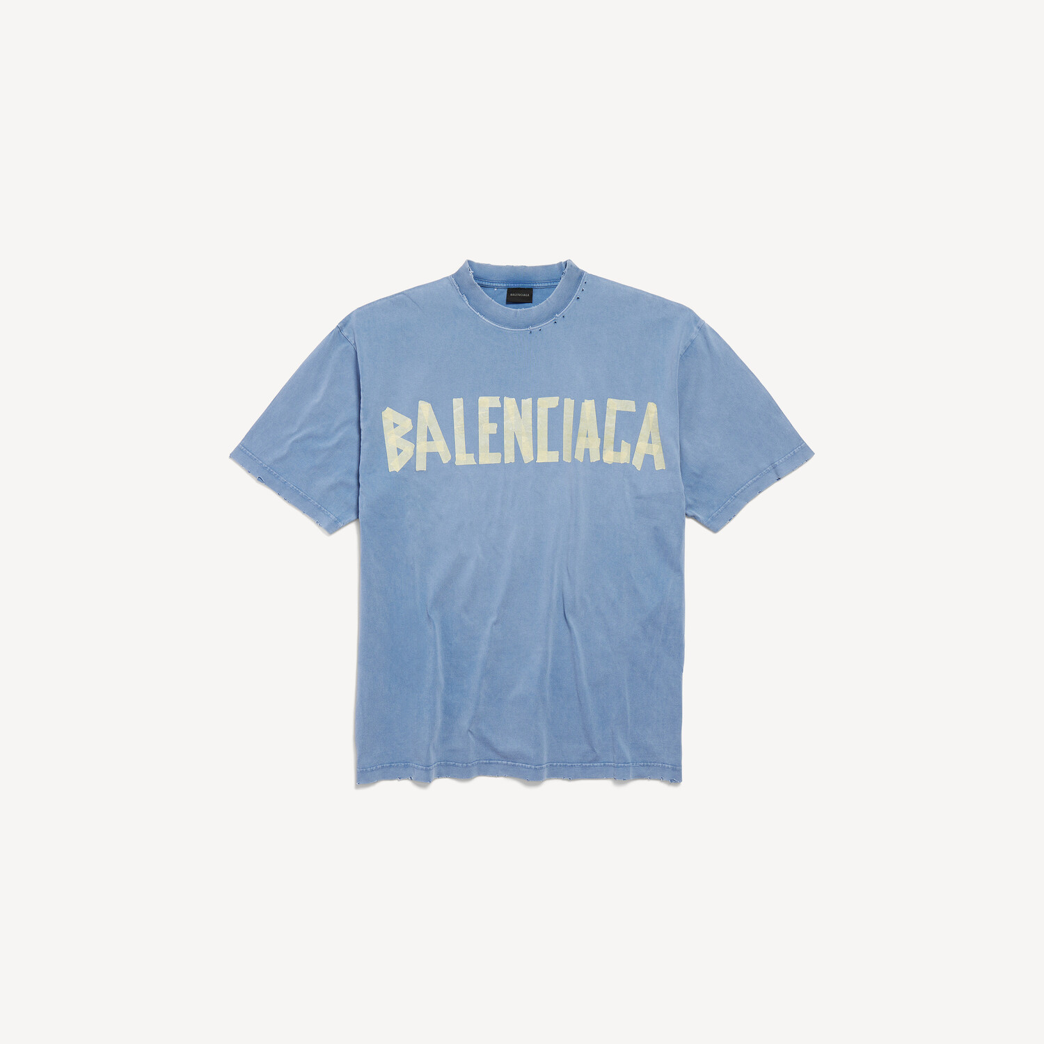 

Мужская футболка Tape Type среднего кроя в выцветшем синем цвете BALENCIAGA, голубой