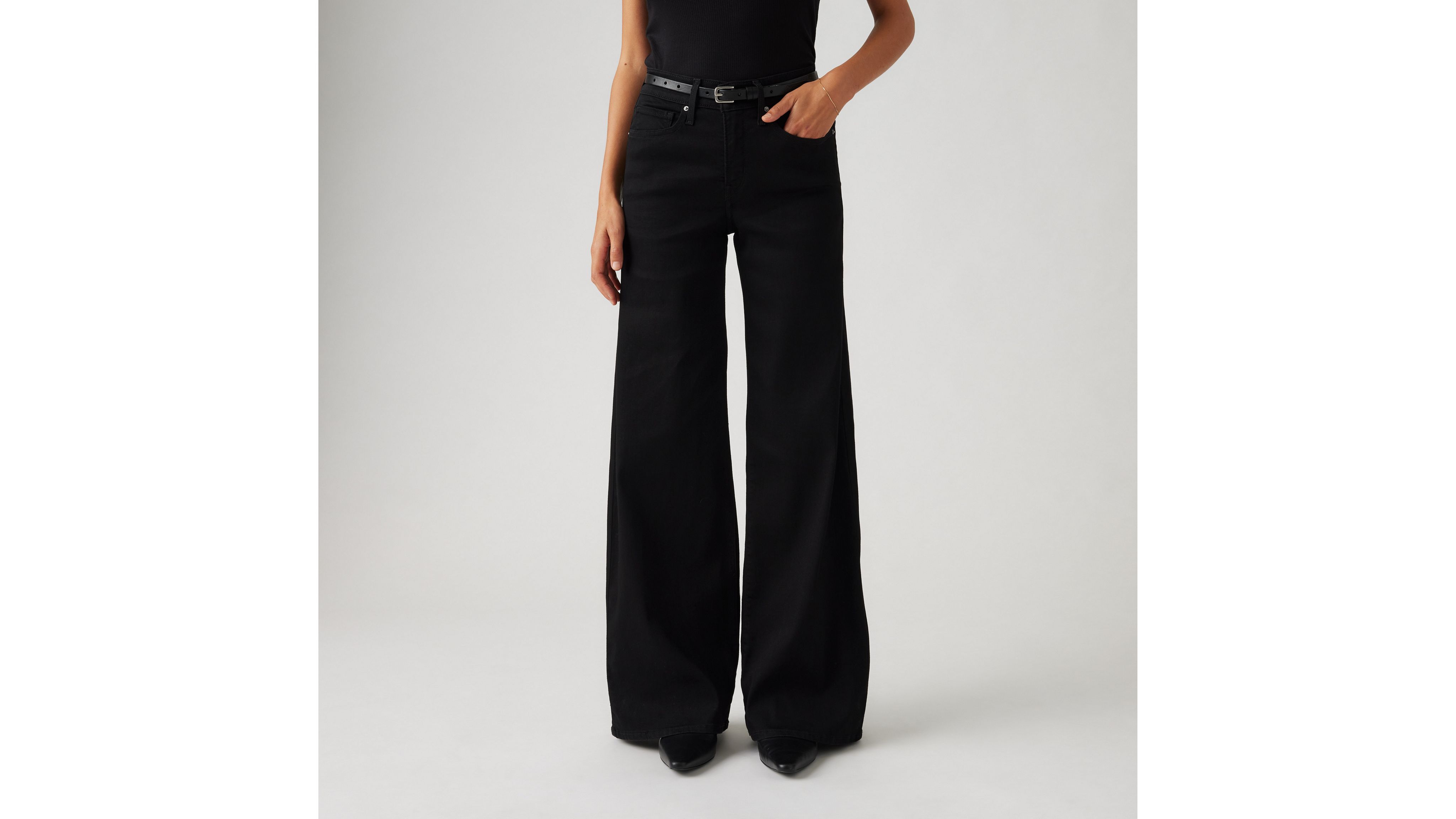 Женские джинсы Levi's 318 Shaping Wide Leg, черный — фото 4