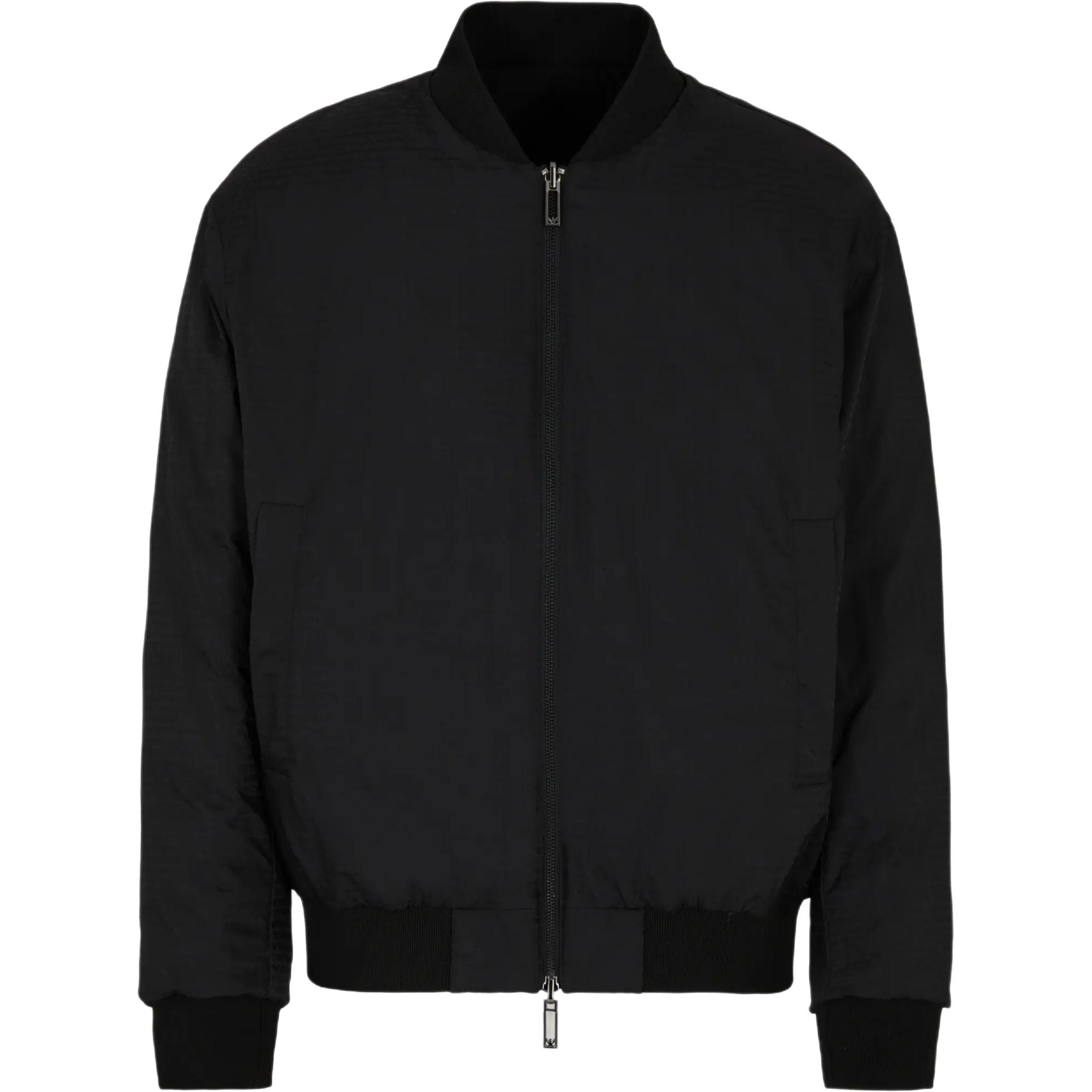 EMPORIO ARMANI Двусторонняя блестящая стеганая нейлоновая куртка с вышивкой, Black — фото 4