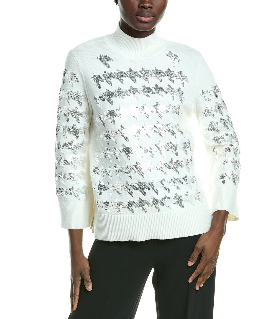 

Свитер Anne Klein с пайетками и узором «гусиная лапка» Anne Klein, белый