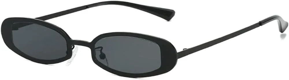 

Ретро-солнцезащитные очки овальной формы из металла для женщин и мужчин, защита от УФ-излучения UV400, ретро-панк, прозрачная оправа (черно-серый) TVTBBVV, Black Grey