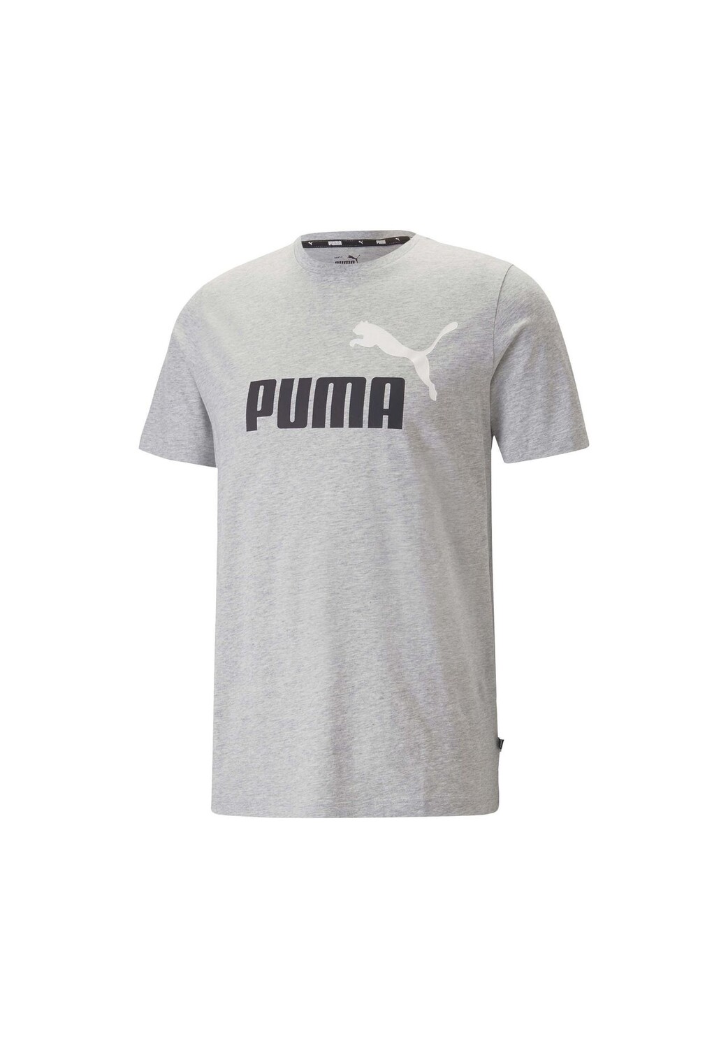 

Мужская футболка — ESS+ Essentials 2 Col Logo Tee, круглый вырез, короткий рукав, однотонная PUMA, цвет Hellgrau