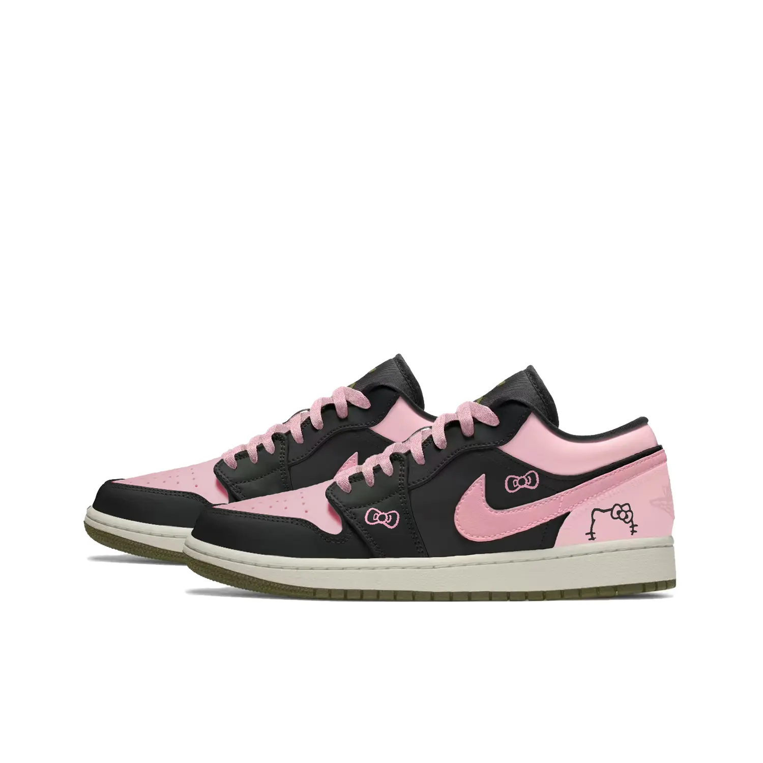 Jordan Air 1 Heart Slip Resistant Abrasion Resistant низкие детские баскетбольные кроссовки Black Pink для подростков — фото 4