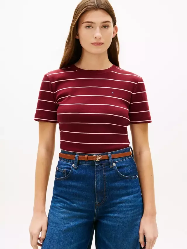 Футболка с полосатым логотипом флага Tommy Hilfiger, Wine Red