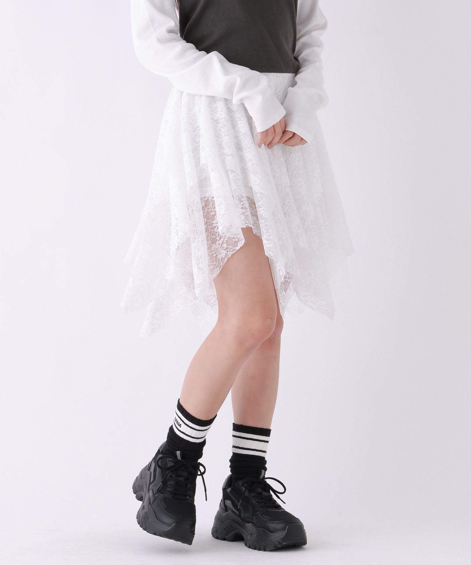 Мини-юбка с кружевной каймой Repipi Armario, White 05 — фото 4
