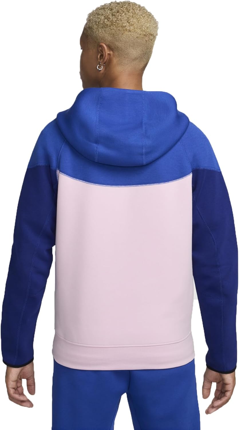 Мужская толстовка с капюшоном и молнией Nike Sportswear Tech Fleece Windrunner, Game Royal/Pink Foam/Deep Royal Blue/Hyper Pink — фото 2