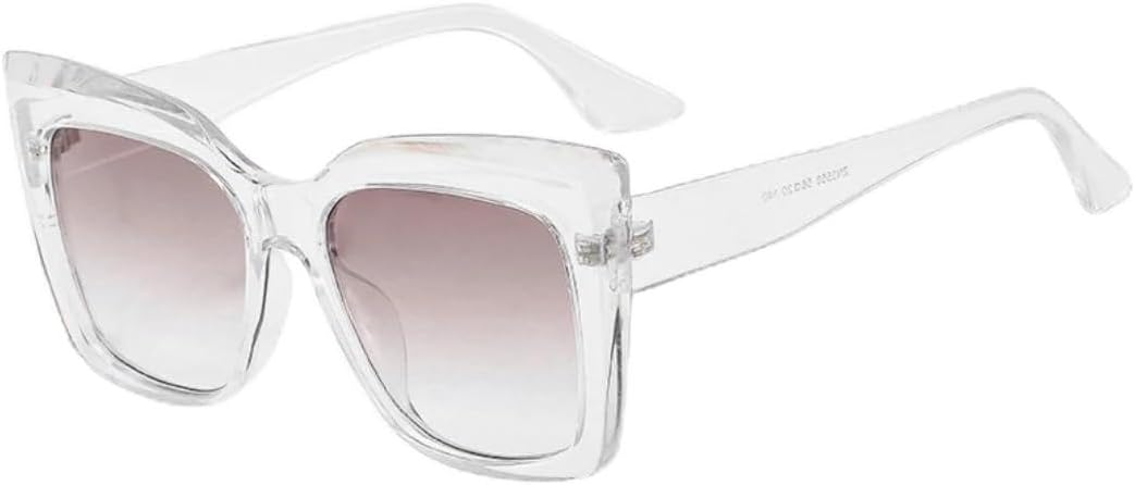 

Солнцезащитные очки с защитой UV400 | Большие очки в стиле «кошачий глаз» в стиле панк | для женщин и мужчин, для занятий спортом на открытом воздухе и вождения DSVIGF, Clear Gray