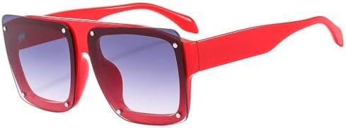 

Модные квадратные солнцезащитные очки 2027 года для мужчин, большие, в стиле панк, черного цвета, солнцезащитные очки для женщин, винтажные, с заклепками MTZJH, Red-gray