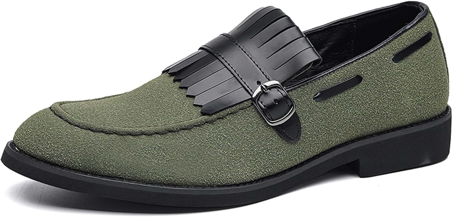 

Мужские лоферы без шнурков больших размеров, модные, с контрастной цветной отделкой и кисточками, деловые повседневные формальные туфли, нескользящие, легкие, для свадьбы, офиса, костюма или фрака, кожаные Generic, зеленый