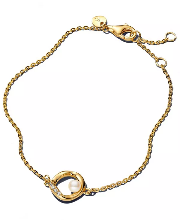 

Браслет из искусственного жемчуга пресноводного происхождения органической формы с круговой отделкой Pandora, gold