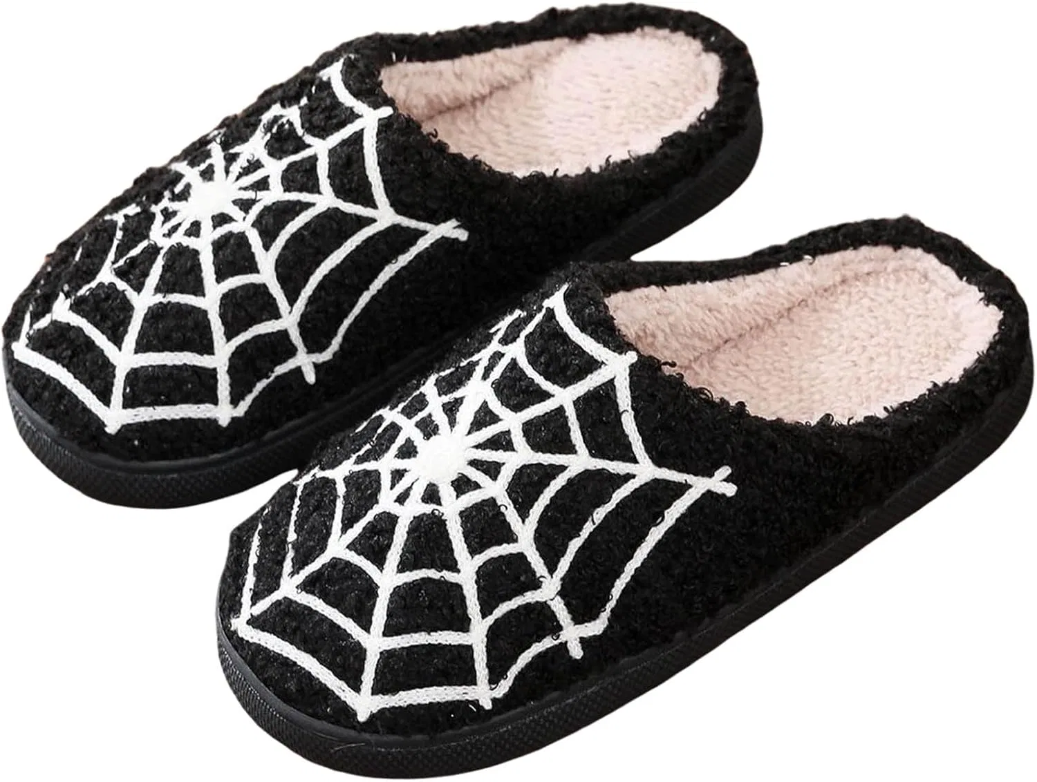 Женские плюшевые хлопковые тапочки на Хэллоуин, женские тапочки унисекс, милые мультяшные теплые тапочки, войлочные тапочки, мягкие войлочные тапочки, легкие тапочки Famzuneu, Black — фото 3