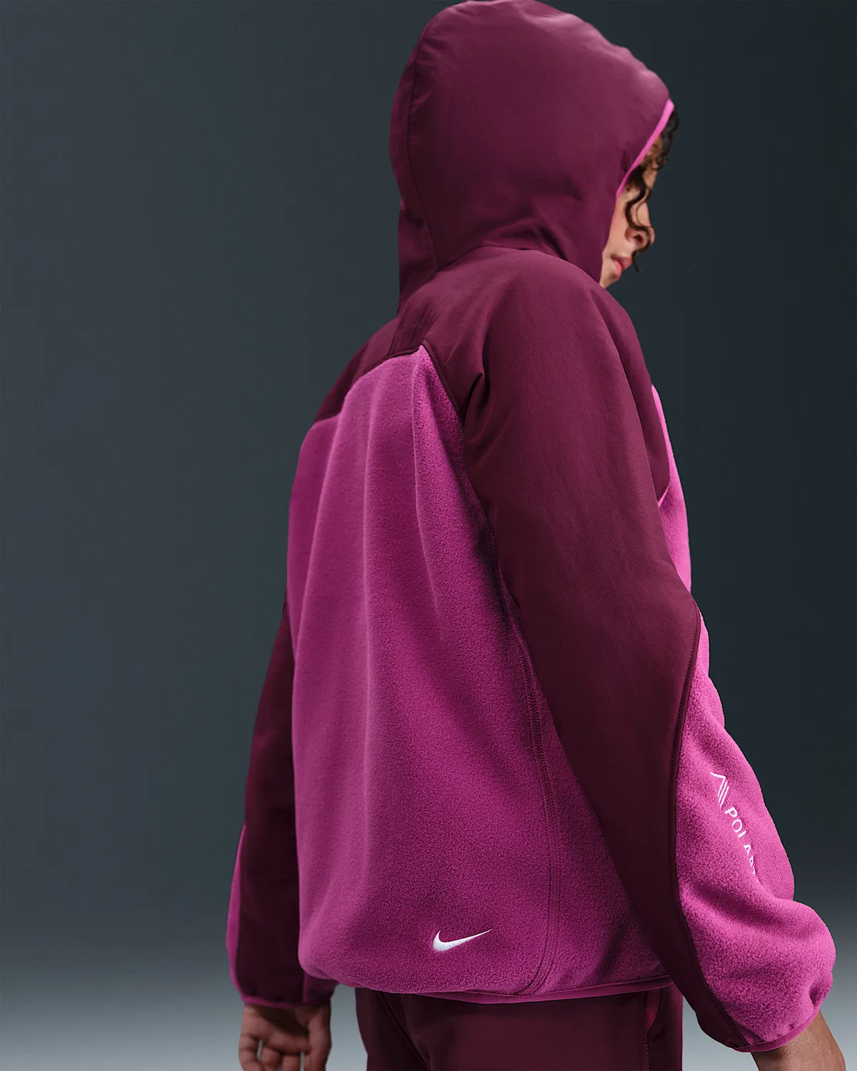 Детская флисовая кофта Polartec® на молнии Nike ACG "Wolf Tree", Cactus Flower/Bordeaux/Summit White — фото 4