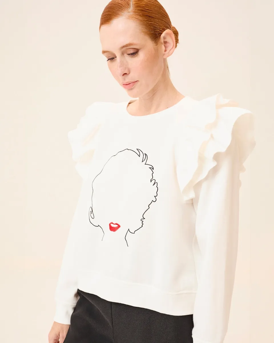 

Женская толстовка Muse с принтом на груди и рюшами Dolores Promesas, белый