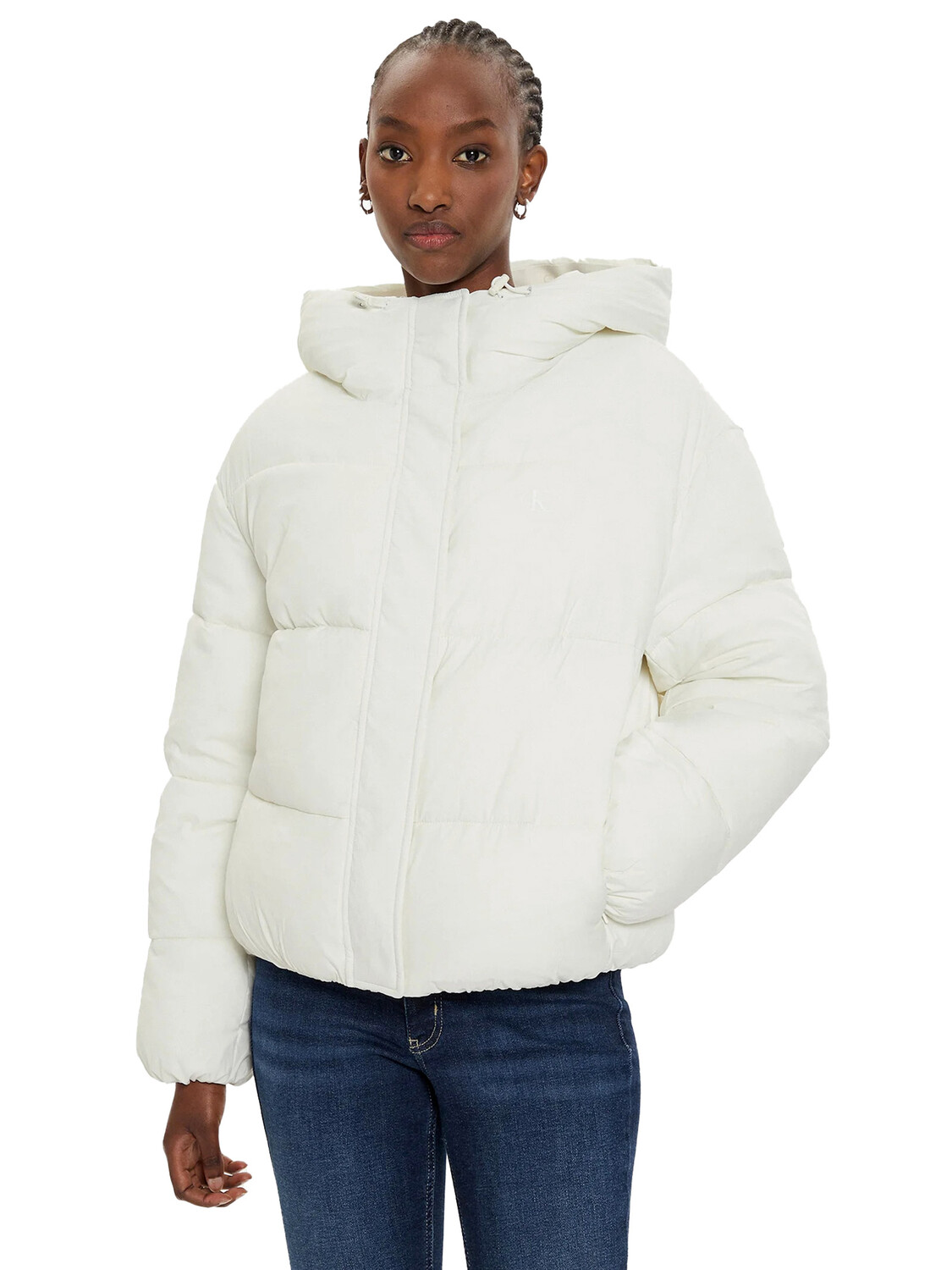 

Пуховик piumino con logo sul cappuccio Calvin Klein, белый