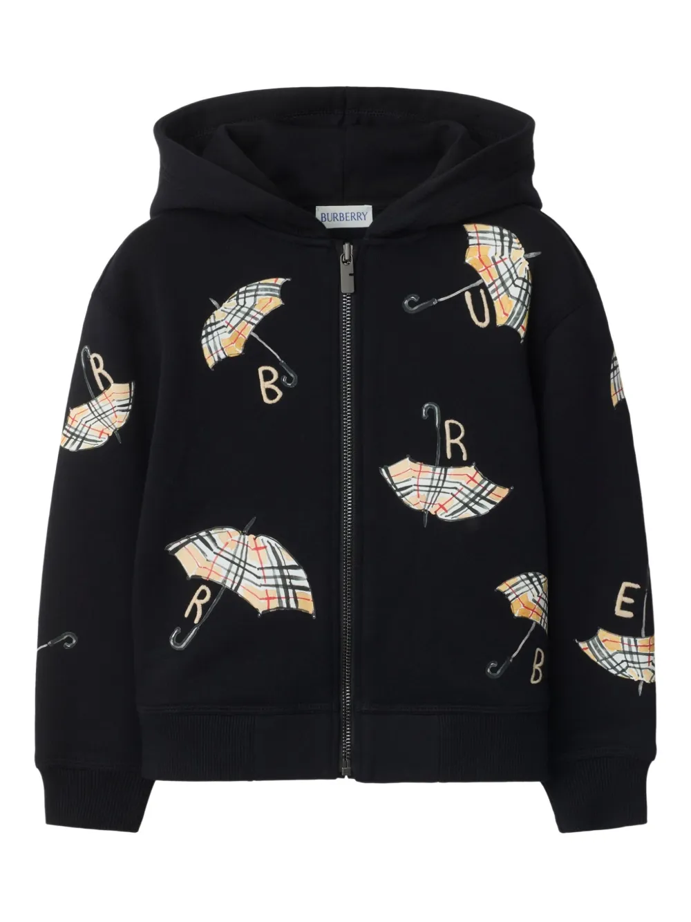 

Худи на молнии с принтом BURBERRY KIDS, черный