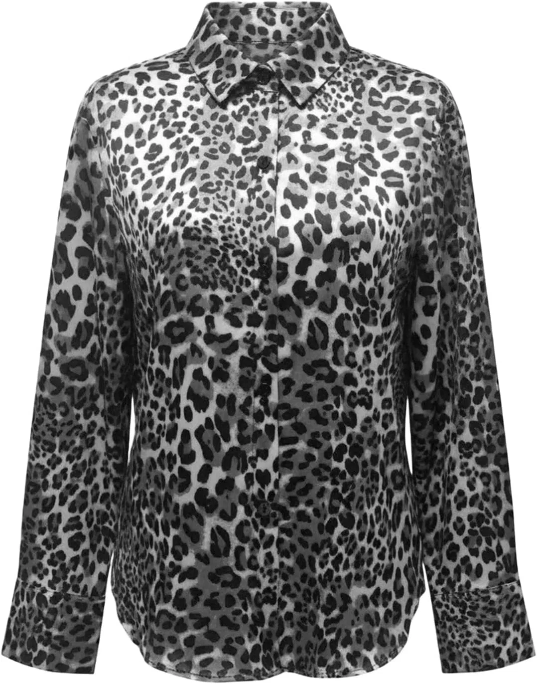 Блуза, button-down, женская, из полиэстера, серая — фото 3