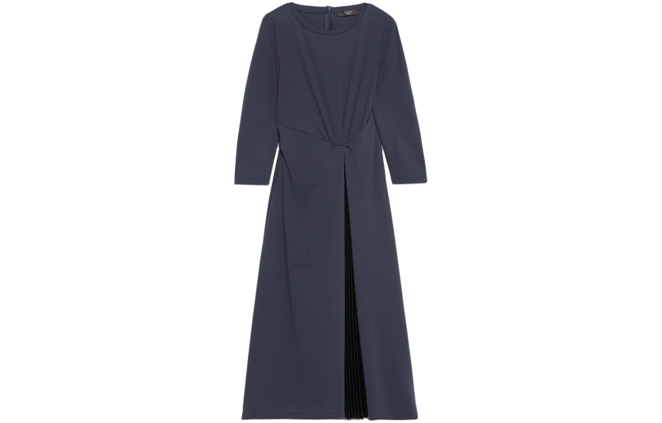 

WEEKEND MaxMara Gessy Collection Платье плиссированное из джерси с длинными рукавами, женское, цвет navy