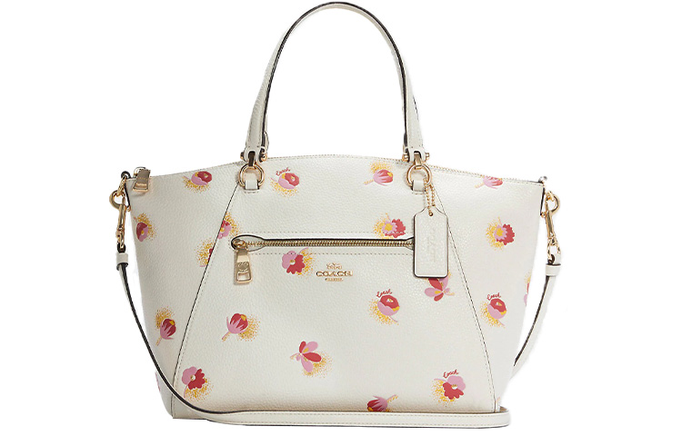 

COACH Сумка через плечо из галечной кожи прерий большого размера женская меловая белая