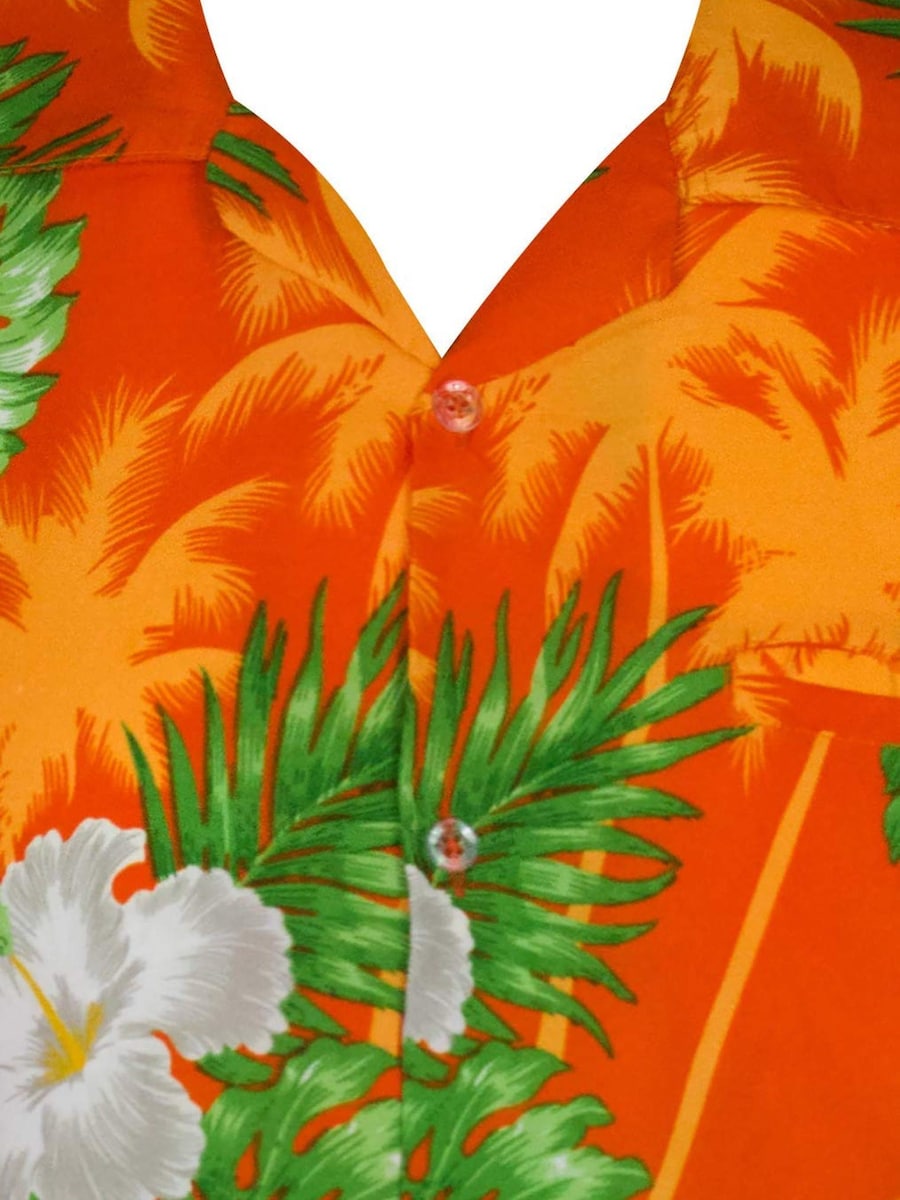Рубашка на пуговицах классического кроя King Kameha Small Flower, оранжевый — фото 3