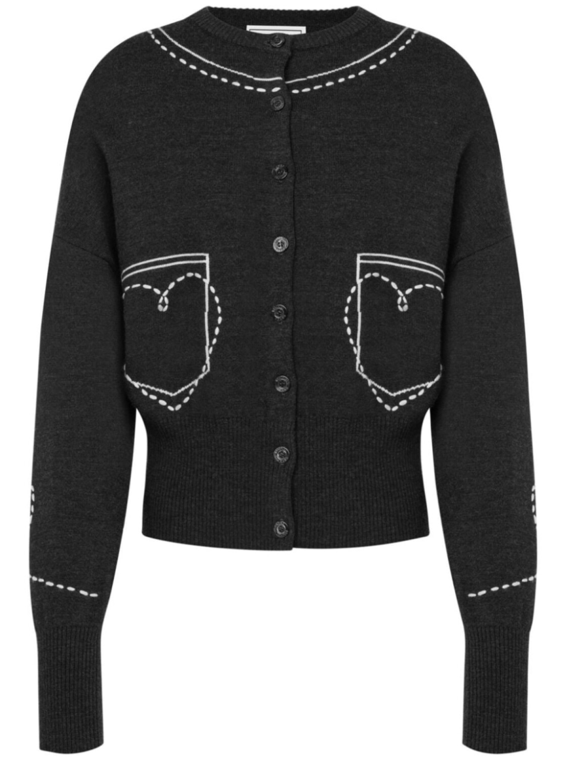 

MOSCHINO JEANS шерстяной кардиган с вышивкой, серый