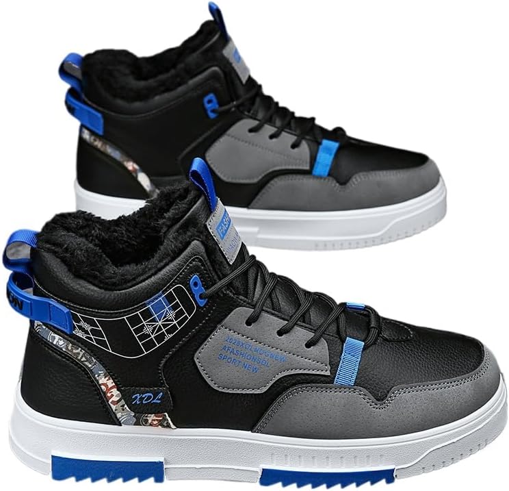 

Мужские высокие зимние ботинки для прогулок с меховой подкладкой, теплые повседневные кроссовки, легкие и удобные наружные ботинки с мягкой подошвой Hhhchpm, черный