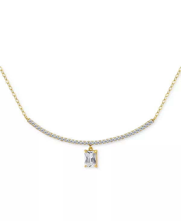 

Ожерелье с кулоном в форме багета с кубическим цирконием, изогнутой планкой, 16 дюймов + удлинитель 2 дюйма Giani Bernini, gold