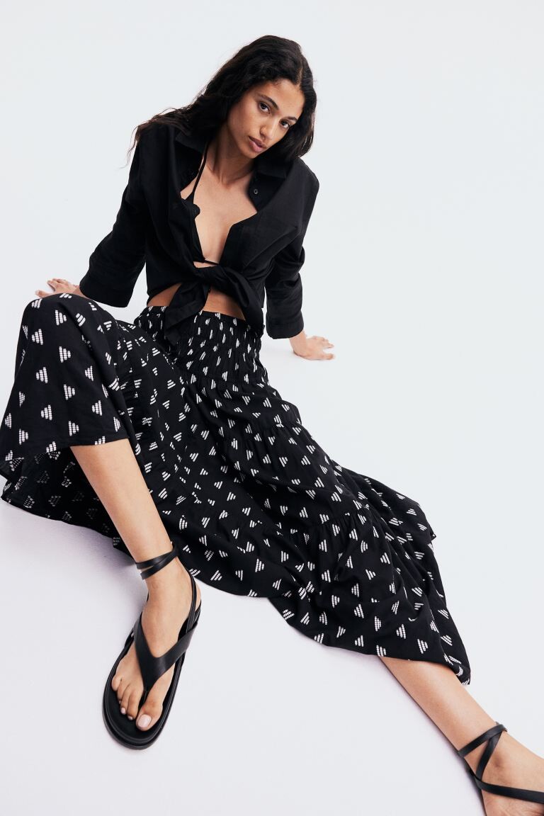 

Юбка макси с вышивкой H&M, черный