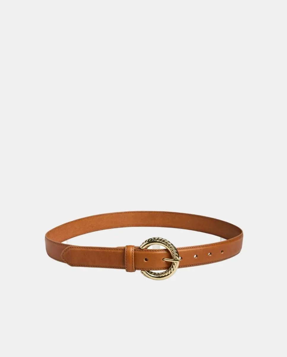 

Кожаный ремень с пряжкой Pieces, коричневый