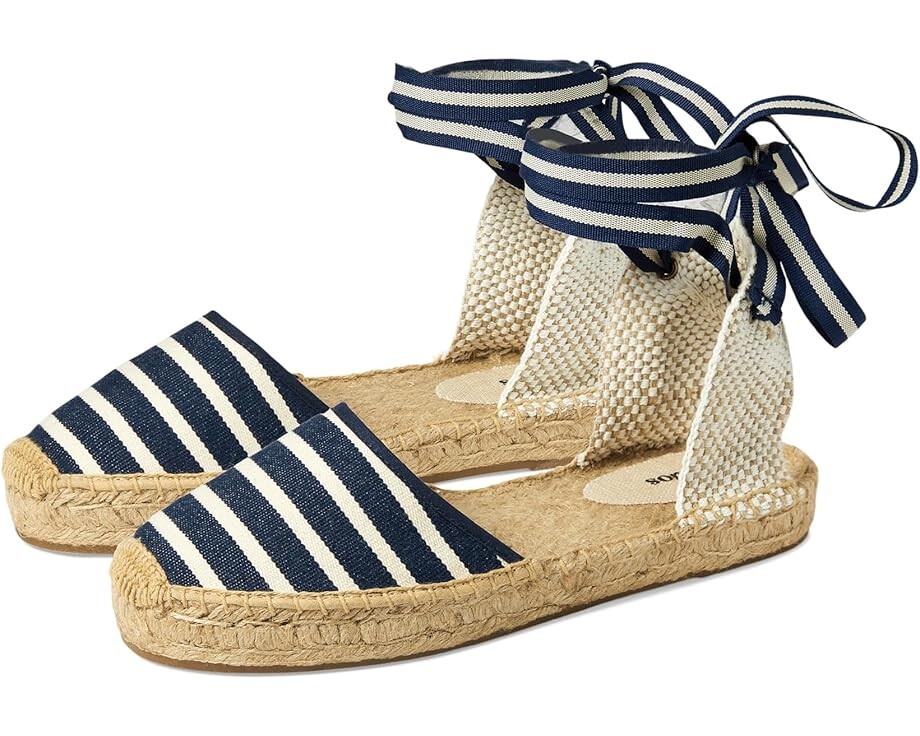 

Туфли на плоской подошве Soludos Lauren Lace Up Espadrille, цвет Navy / Ivory