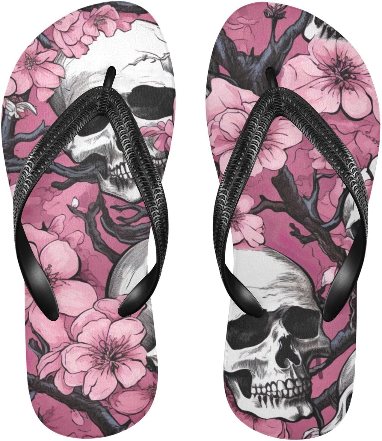 

Женские и мужские летние пляжные шлепанцы с розовым цветочным черепом, для душа Kfbe