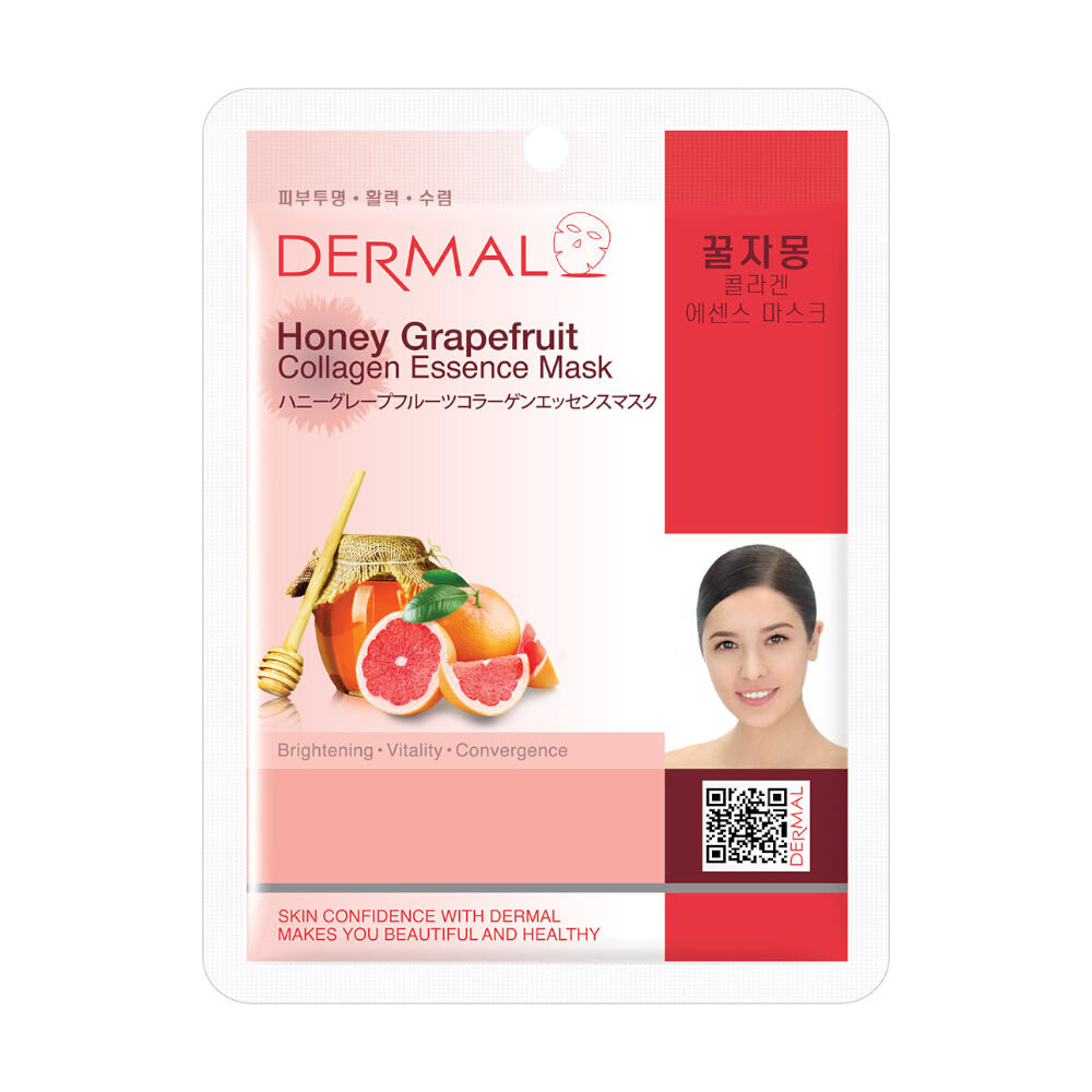 

DERMAL Коллагеновая тканевая маска с МЕДОМ и ГРЕЙПФРУТОМ, 23 г