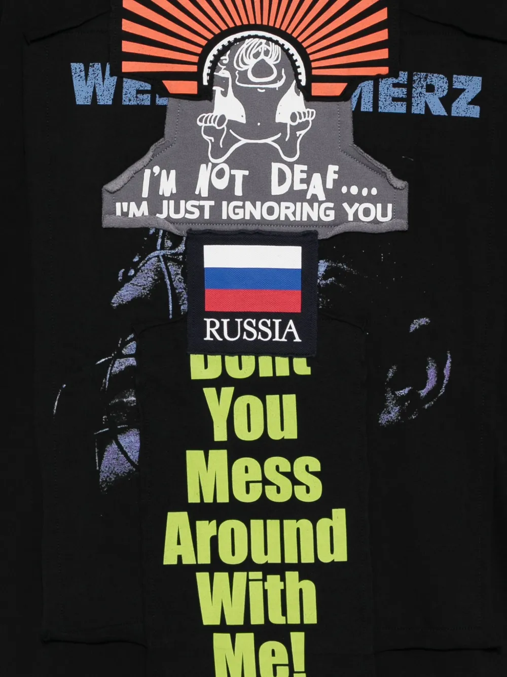 Лоскутная толстовка с капюшоном VETEMENTS, черный — фото 3
