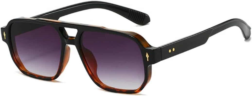 

Солнцезащитные очки для мужчин и женщин - защита UV400 - двойные перемычки, прозрачные линзы цвета "океан", подходят для занятий спортом на открытом воздухе и вождения DSVIGF, Black Leopard Gray