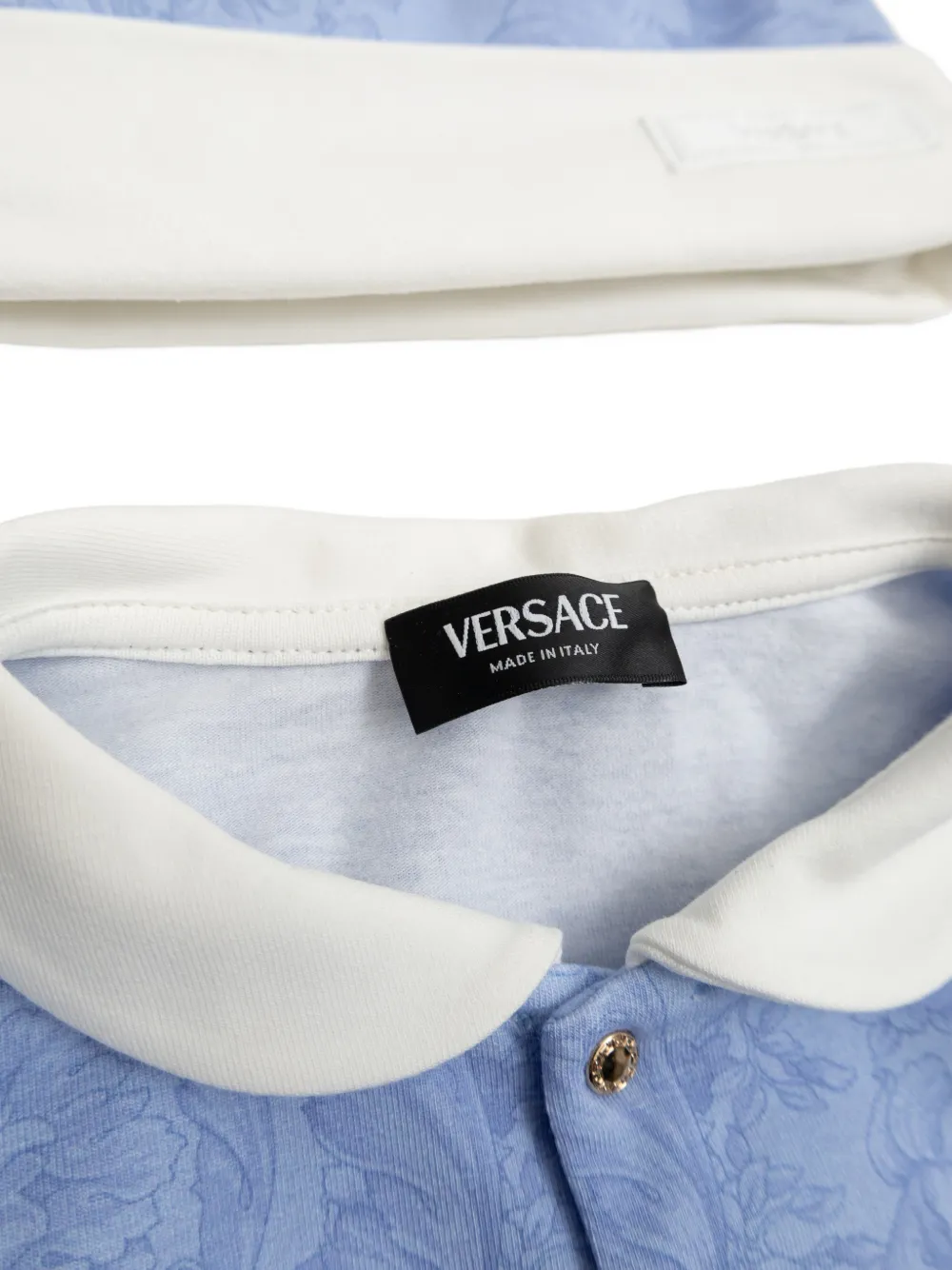Комплект боди с воротником и цветочным принтом Versace Kids, синий — фото 3