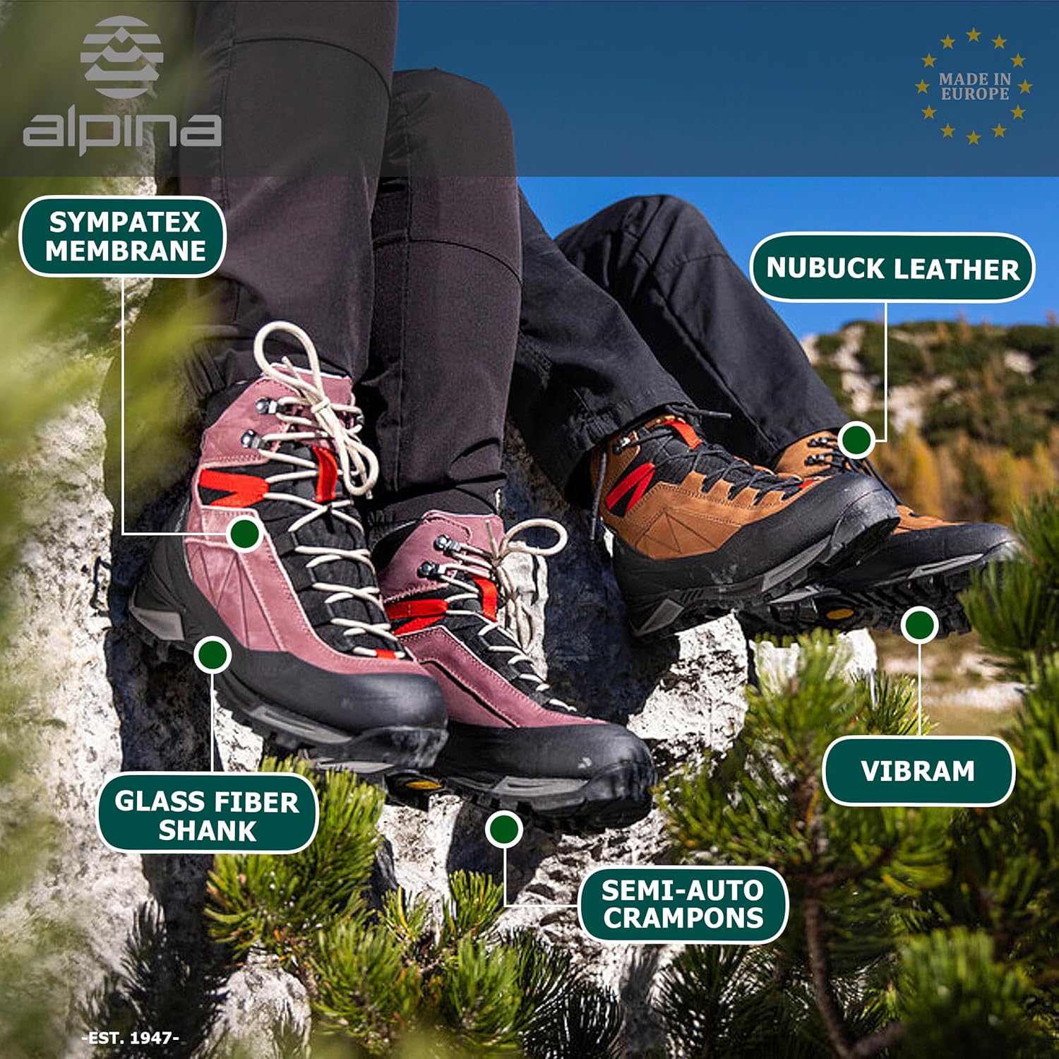 Альпинистские ботинки Alpina CARABINER для мужчин и женщин, коричневый — фото 3