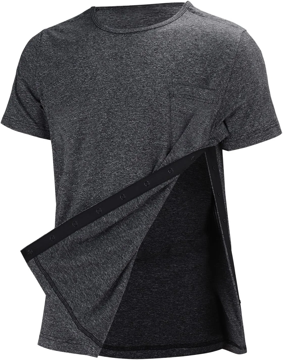 

Мужская футболка для восстановления после операции на плече с застежкой-молнией и боковым разрезом