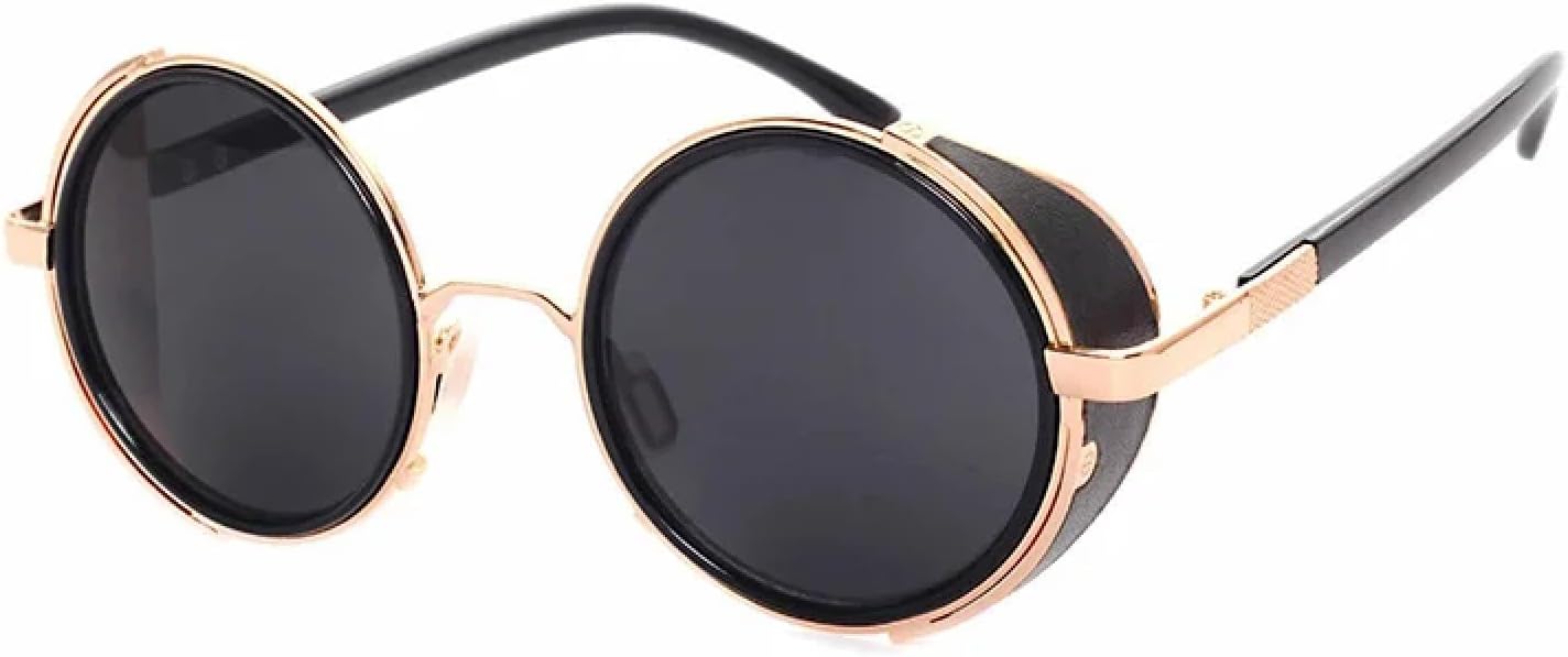 

Винтажные женские солнцезащитные очки в стиле стимпанк ретро с покрытием, мужские круглые солнцезащитные очки в стиле панк с защитой от УФ-излучения UV400 TVTBBVV, Golden Grey