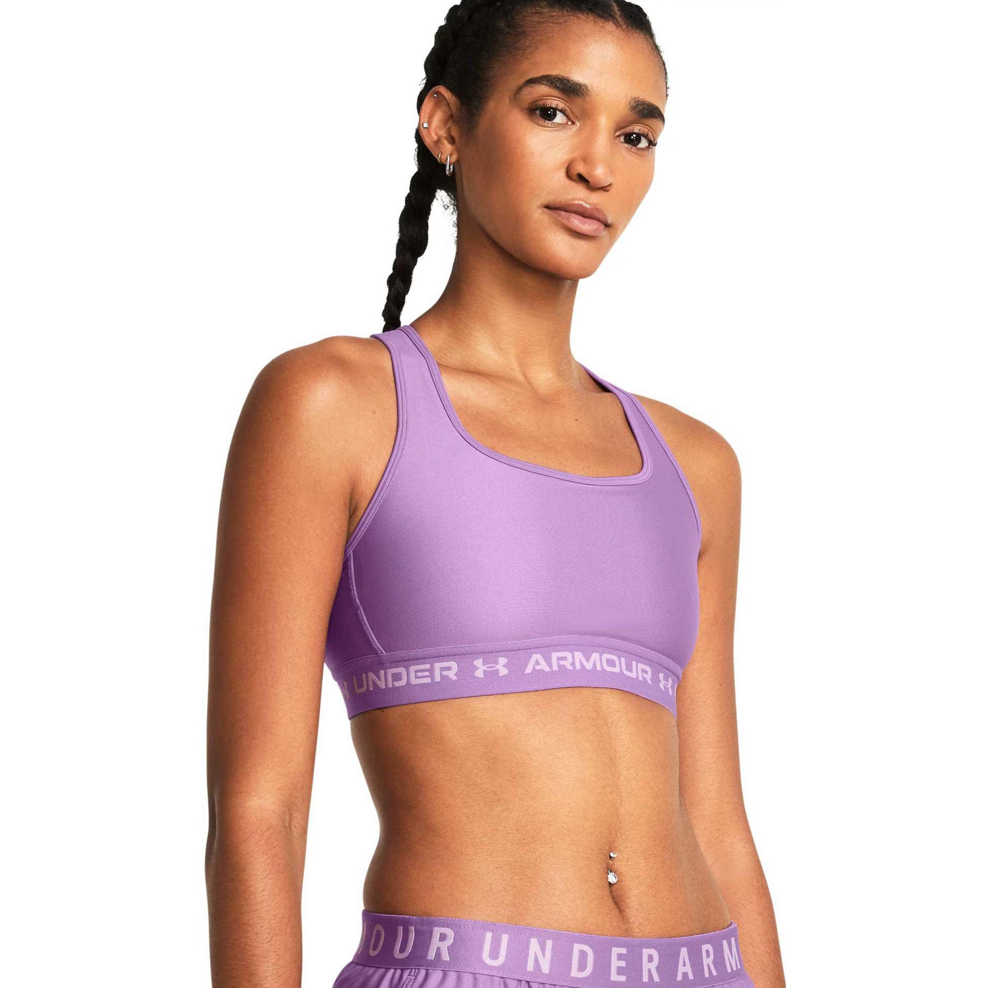 

Женский спортивный бюстгальтер средней высоты с перекрестной спинкой Under Armour, Provence Purple/Purple Ace