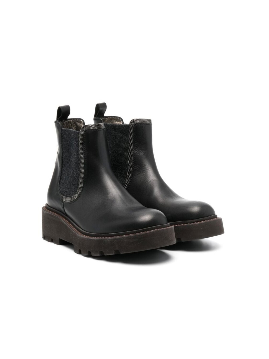 

Brunello Cucinelli Kids ботинки челси с бусинами, черный