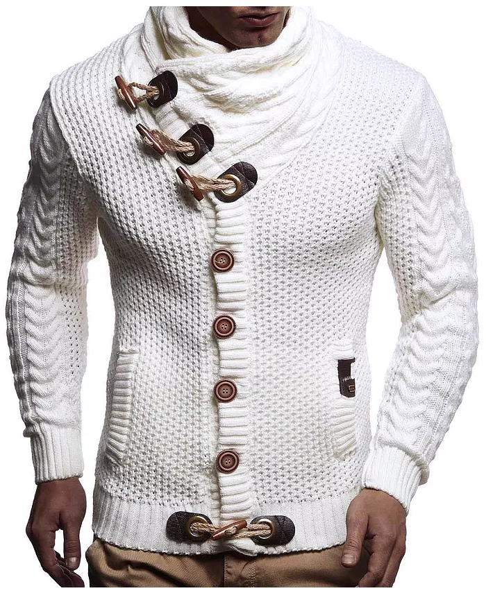 

Мужская вязаная водолазка - зимний кардиган для мужчин Leif Nelson, белый