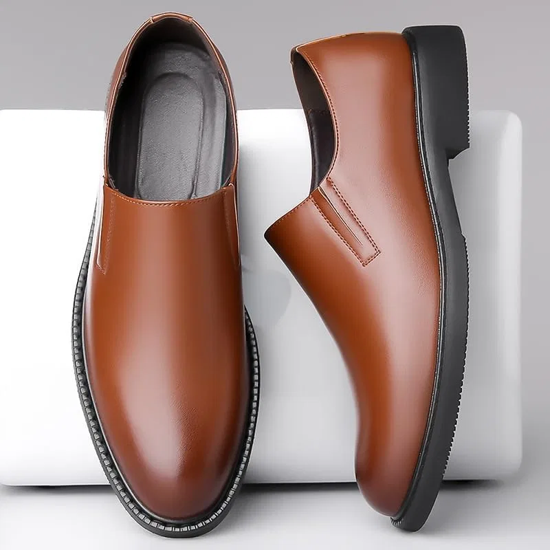 Туфли мужские slip-on на кожаной подошве, коричневый UOPYNE — фото 3