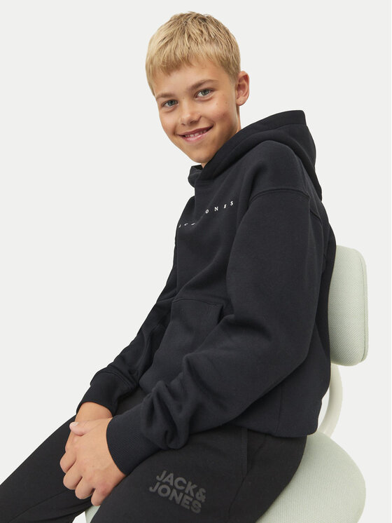 Свитшот loose fit Star 12237468 Jack & Jones Junior, черный — фото 4