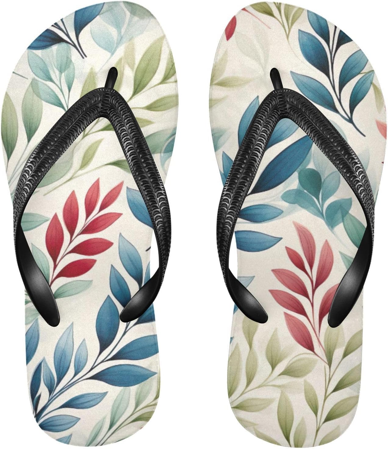 

Пляжные шлепанцы с зелеными, красными и синими листьями для женщин и мужчин, летние повседневные сандалии для душа Kfbe