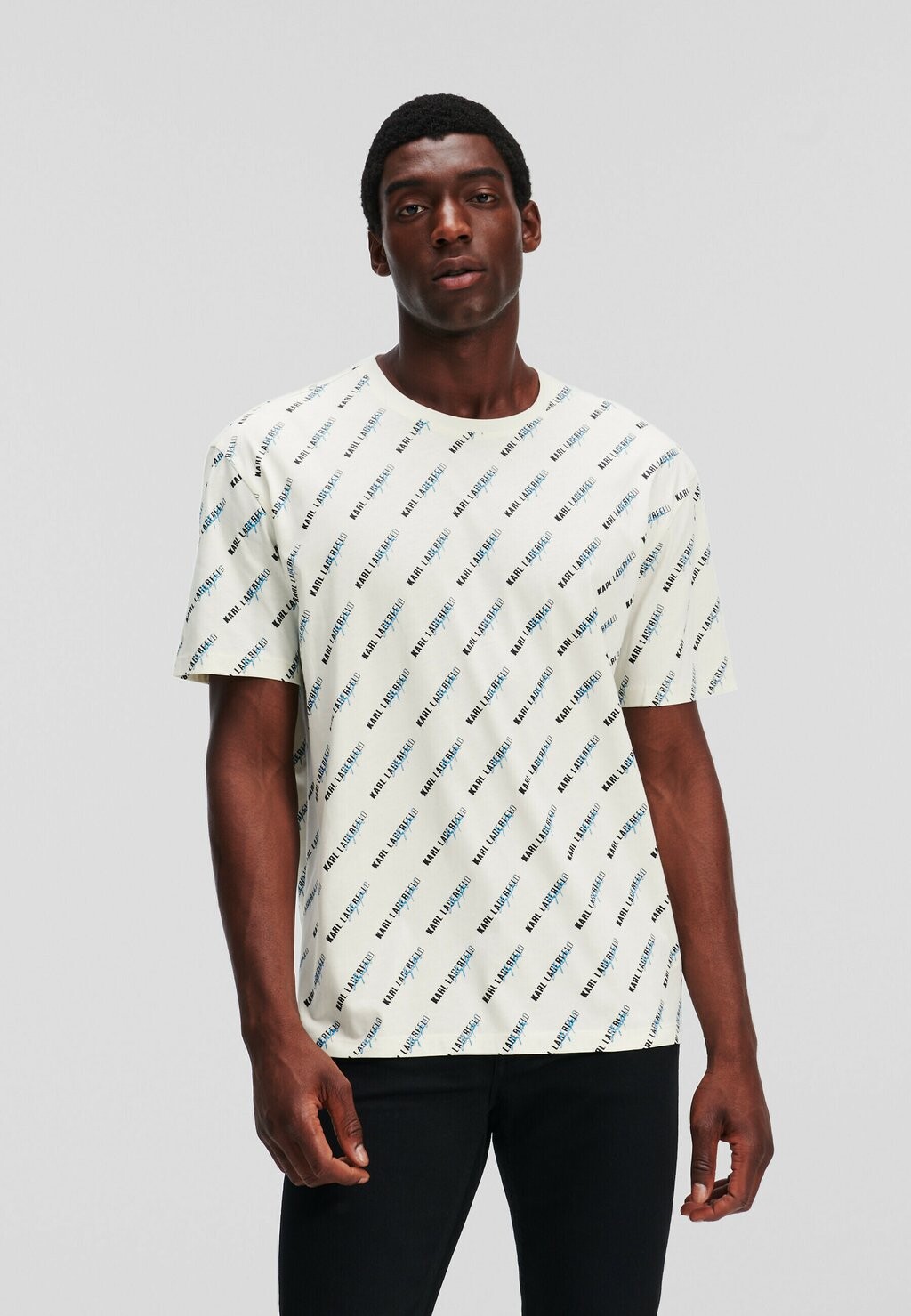

футболка с принтом ALL-OVER PRINT SIGNATURE KARL LAGERFELD, кремовый белый