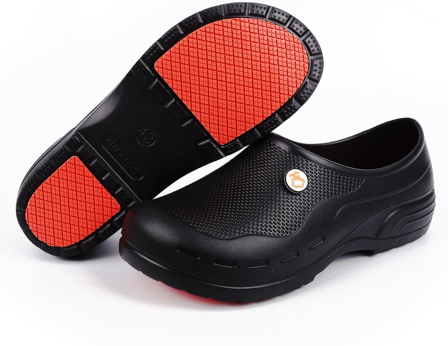 

Мужские обувь шеф-повара, нескользящие медицинские сабо, водонепроницаемые, устойчивые к маслу туфли для кухни, сада, ресторана, для помещений и улицы, унисекс Ffylen, оранжевый