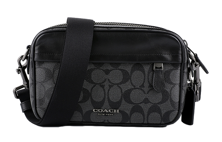 

Холщовая сумка для фотоаппарата с кожаными деталями, кроссбоди, наплечная сумка мужская угольно-черный COACH, Set (Bag+Dust Bag)